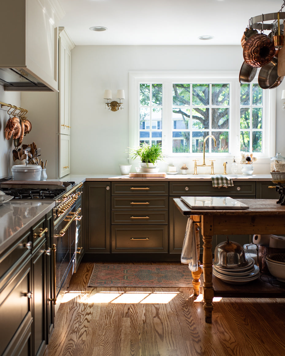 Unlacquered Brass Bridge Faucet, Antique Brass Kitchen Tap