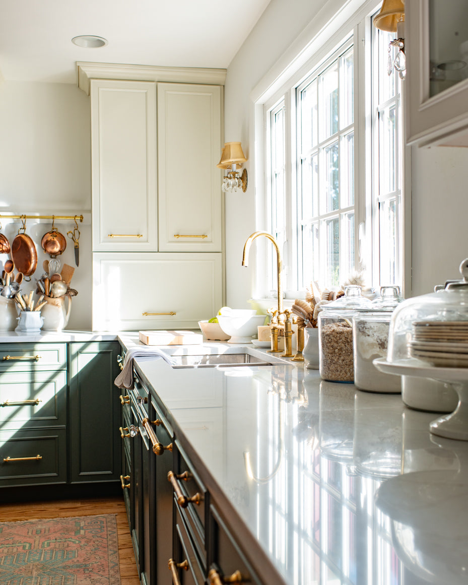 Unlacquered Brass Bridge Faucet, Antique Brass Kitchen Tap