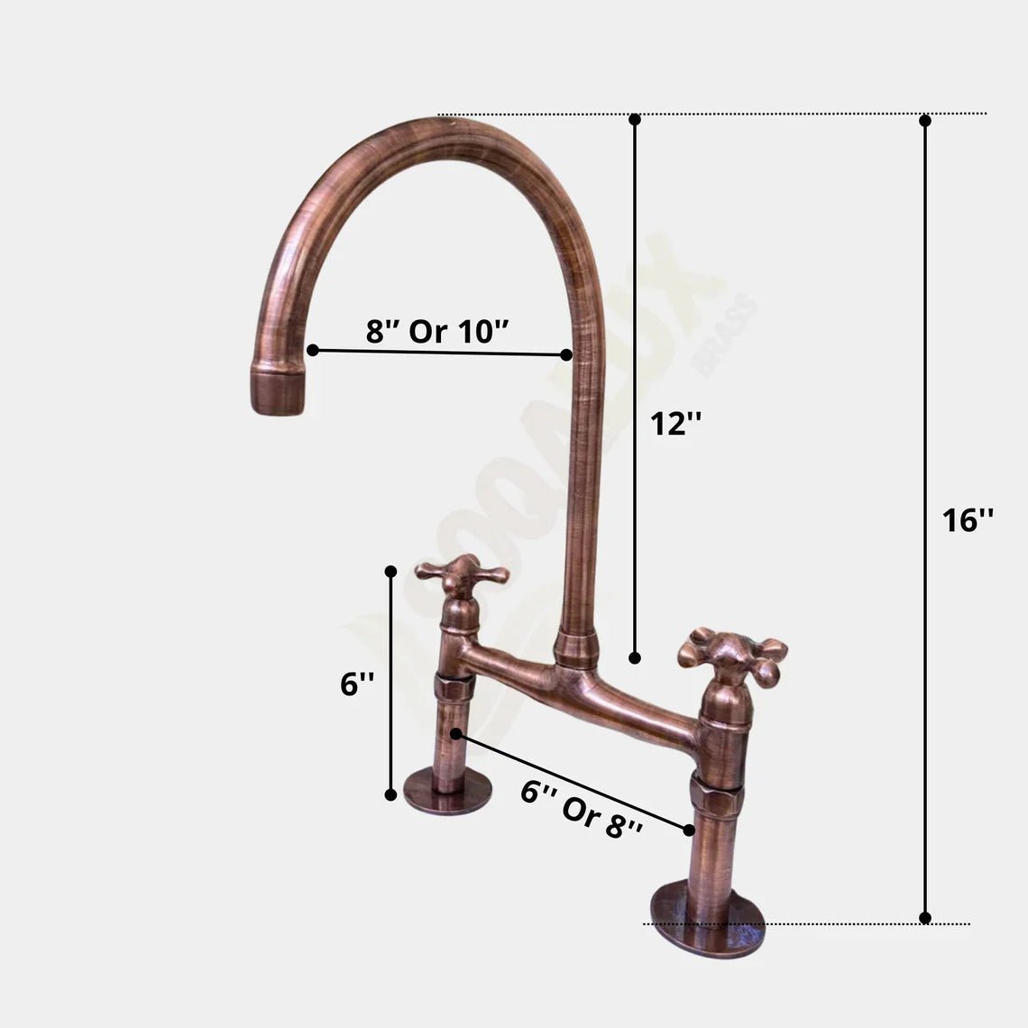 Aged Copper Bridge Faucet, Vintage Kitchen Sink Faucet, Aged Copper Tap - handcrafted luxury Kitchen Faucets for kitchen and bathroom interiors by Brooklyn Brass
