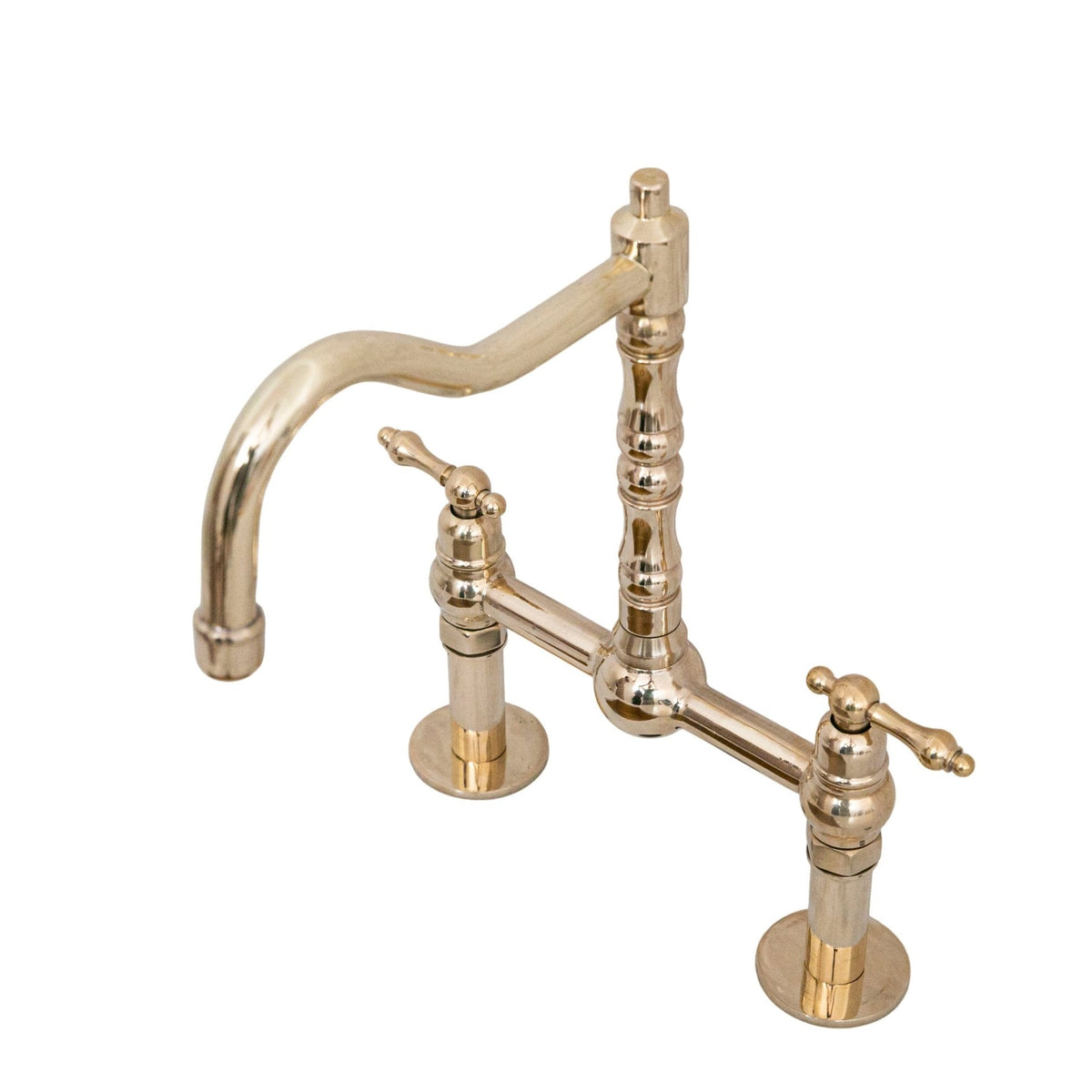 Antique Brass Bridge Kitchen Faucet - Solid Brass Vintage Tap - handcrafted luxury Kitchen Faucets for kitchen and bathroom interiors by Brooklyn Brass