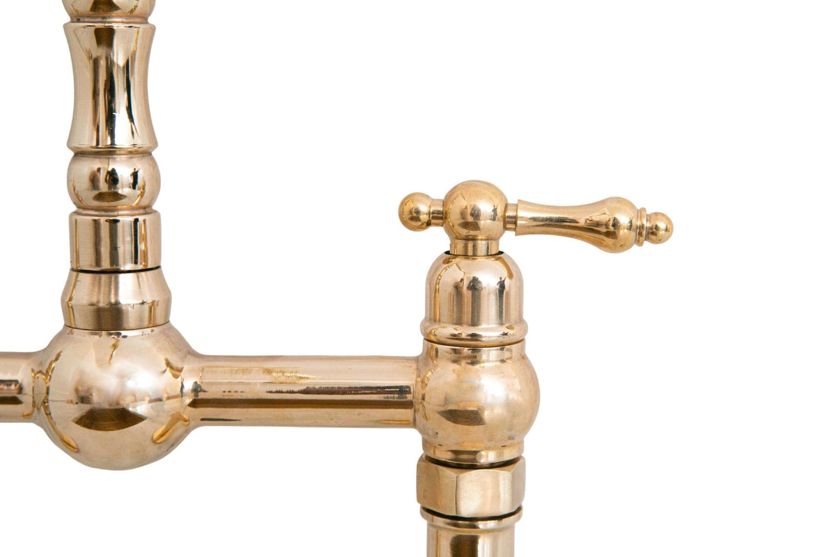 Antique Brass Bridge Kitchen Faucet - Solid Brass Vintage Tap - handcrafted luxury Kitchen Faucets for kitchen and bathroom interiors by Brooklyn Brass
