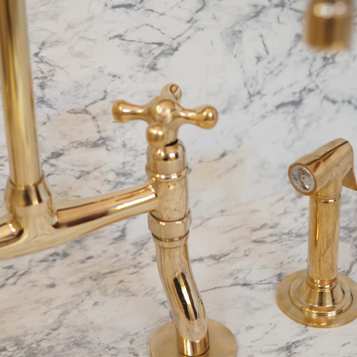 Antique Brass Bridge Kitchen Faucet With Curved Legs - Brass Kitchen Tap - handcrafted luxury Kitchen Faucets for kitchen and bathroom interiors by Brooklyn Brass