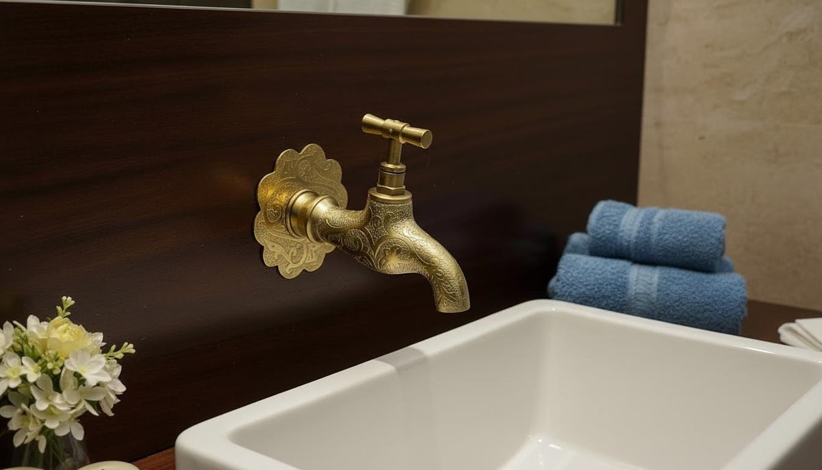 Antique Brass Faucet, Ornate Victorian Backplate, Handmade Moroccan Bath Tap - handcrafted luxury for kitchen and bathroom interiors by Brooklyn Brass