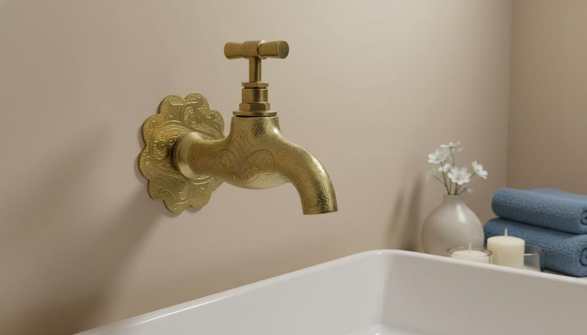Antique Brass Faucet, Ornate Victorian Backplate, Handmade Moroccan Bath Tap - handcrafted luxury for kitchen and bathroom interiors by Brooklyn Brass