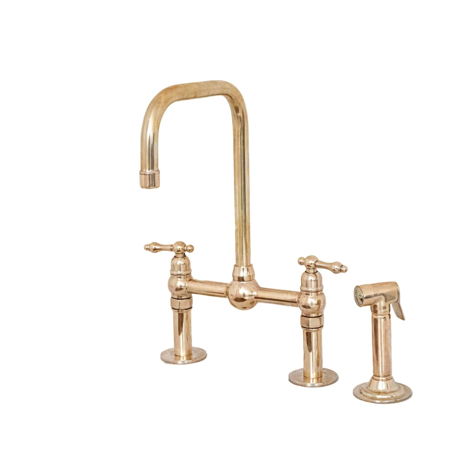 Antique Brass Kitchen Bridge Faucet - handcrafted luxury Kitchen Faucets for kitchen and bathroom interiors by Brooklyn Brass