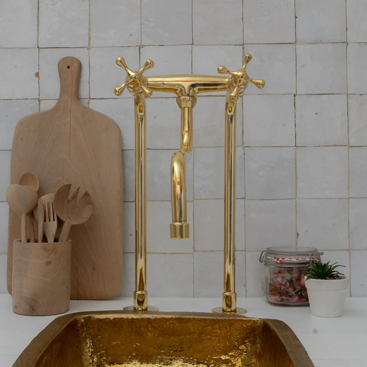 Antique Brass Kitchen Faucet - Unlacquered Brass Faucet - handcrafted luxury Kitchen Faucets for kitchen and bathroom interiors by Brooklyn Brass
