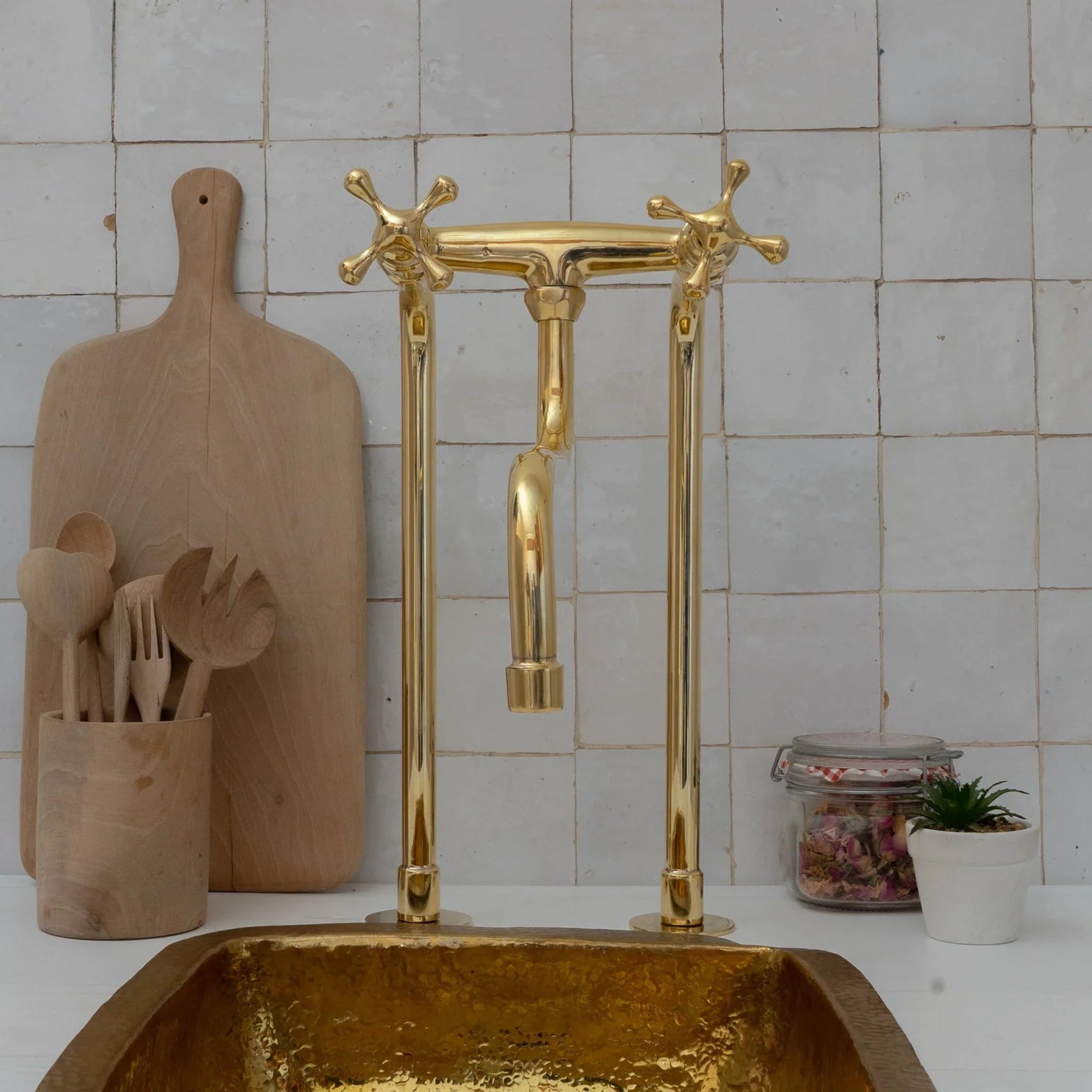Antique Brass Kitchen Faucet - Unlacquered Brass Faucet - handcrafted luxury Kitchen Faucets for kitchen and bathroom interiors by Brooklyn Brass