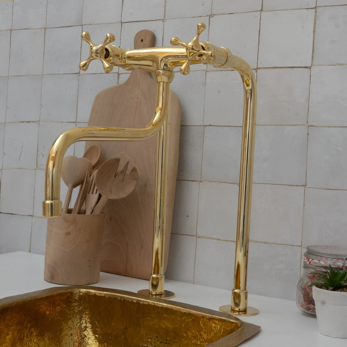 Antique Brass Kitchen Faucet - Unlacquered Brass Faucet - handcrafted luxury Kitchen Faucets for kitchen and bathroom interiors by Brooklyn Brass