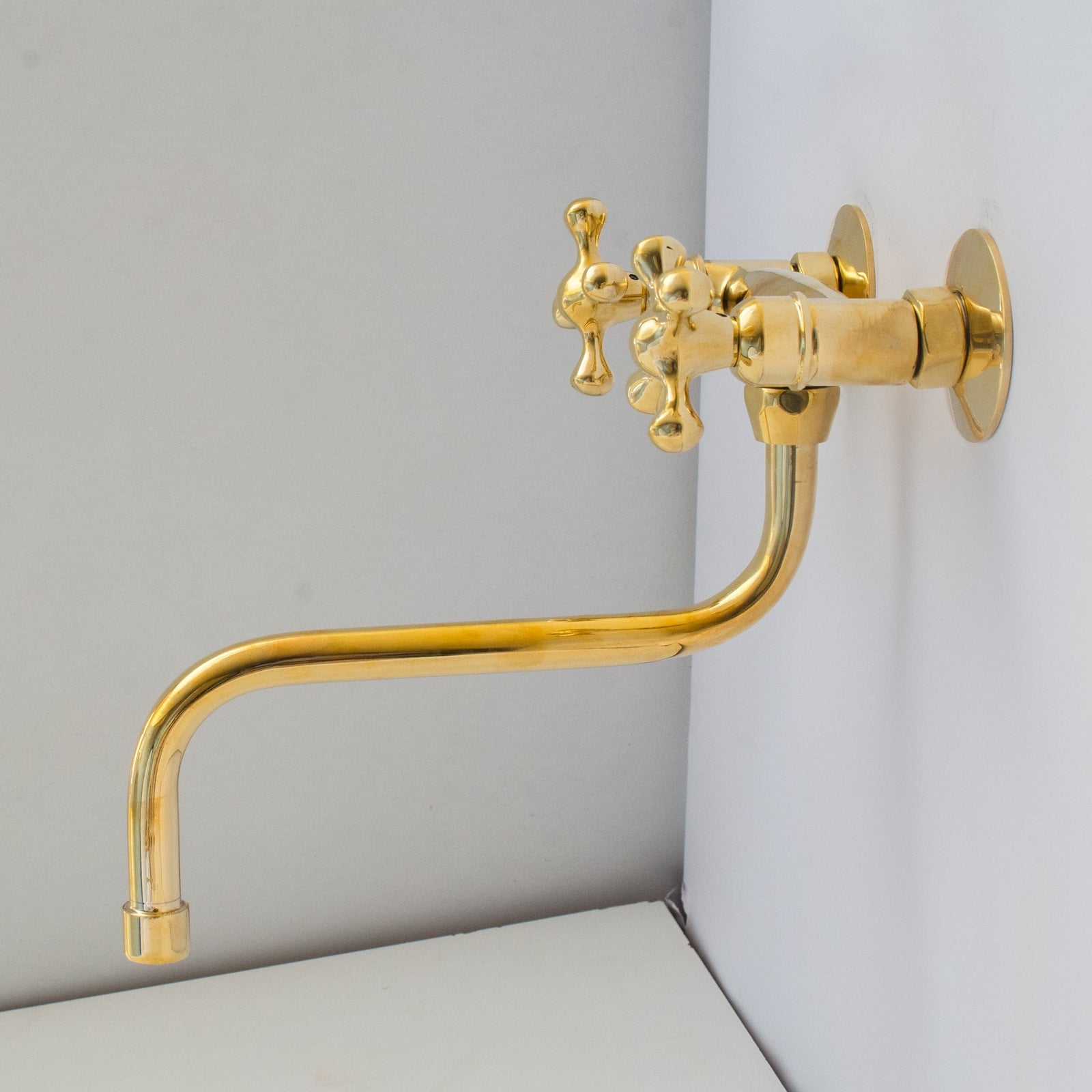 Antique Brass Kitchen Faucet - Wall Kitchen Faucet - handcrafted luxury Kitchen Faucets for kitchen and bathroom interiors by Brooklyn Brass