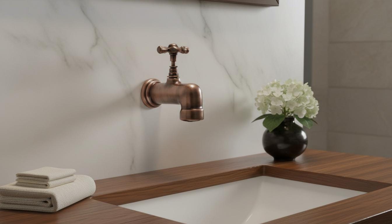 Antique Copper Wall - Mounted Faucet – Oil - Rubbed Bronze, Old World Garden Tap - handcrafted luxury for kitchen and bathroom interiors by Brooklyn Brass
