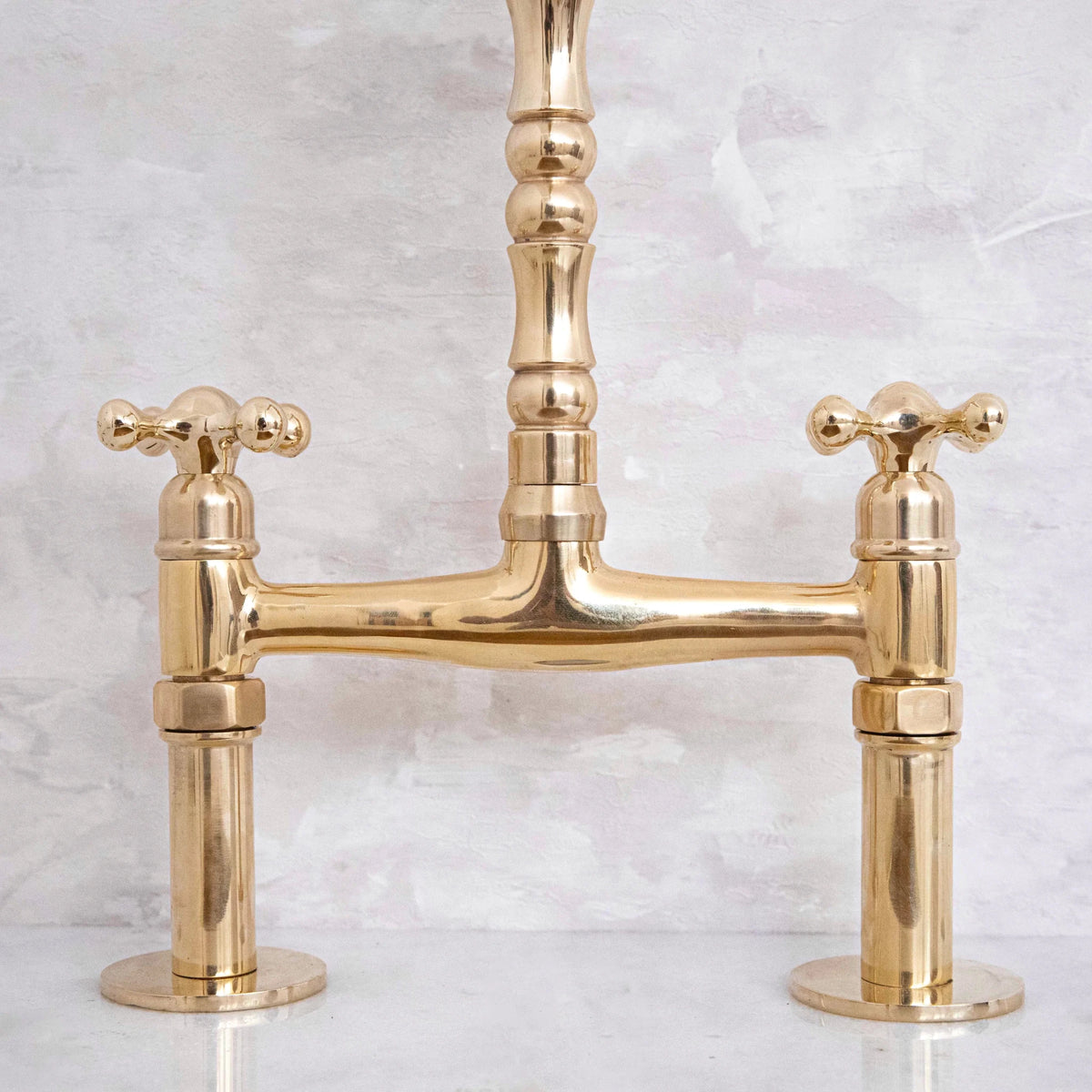 Antique Solid Brass Bridge Faucet, Vintage Kitchen Sink Tap - handcrafted luxury Kitchen Faucets for kitchen and bathroom interiors by Brooklyn Brass