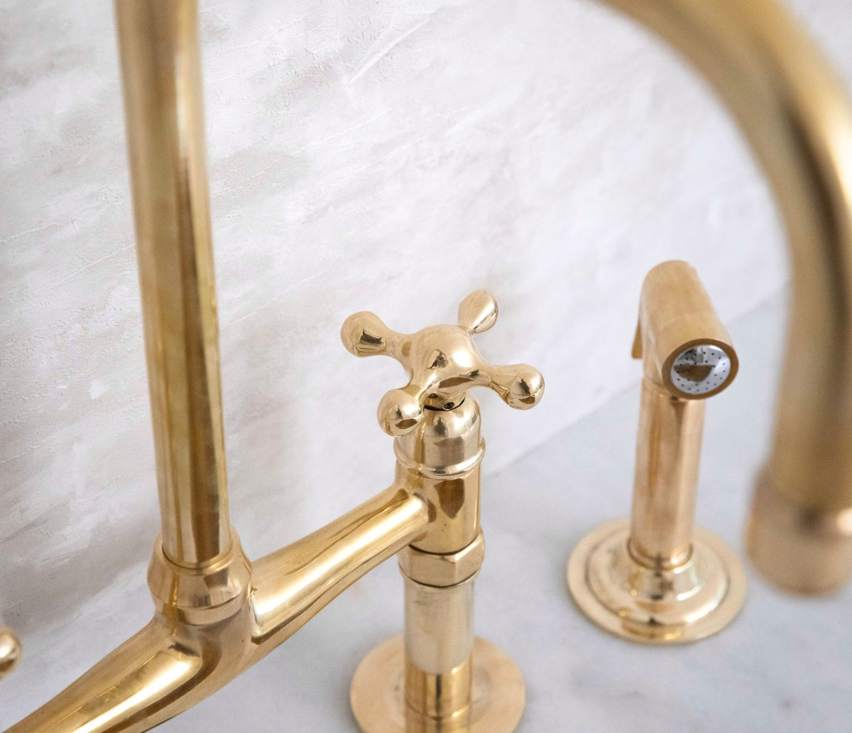 Antique Solid Brass Kitchen Bridge Faucet, Brass Kitchen Tap - handcrafted luxury Kitchen Faucets for kitchen and bathroom interiors by Brooklyn Brass