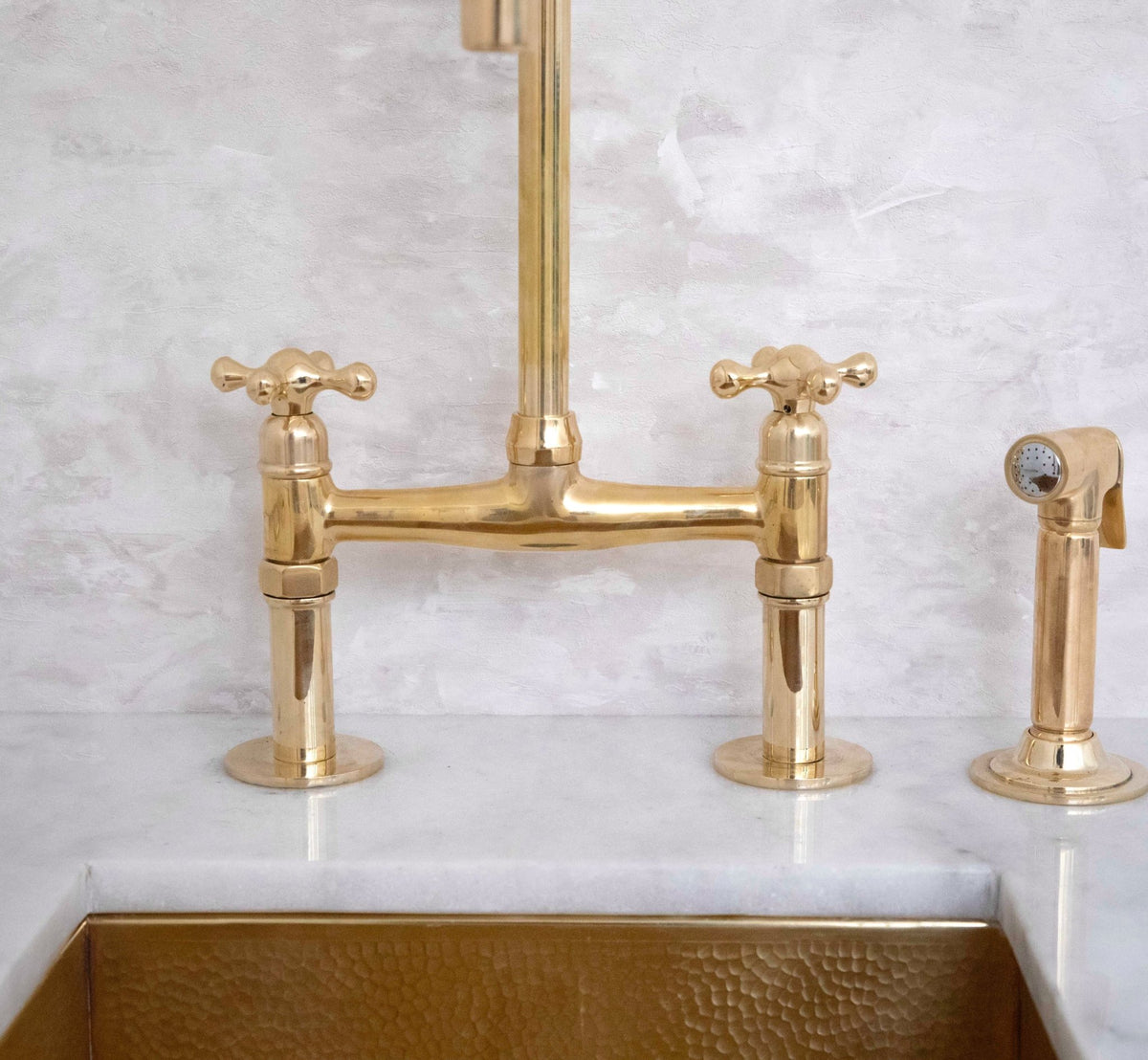 Antique Solid Brass Kitchen Bridge Faucet, Brass Kitchen Tap - handcrafted luxury Kitchen Faucets for kitchen and bathroom interiors by Brooklyn Brass