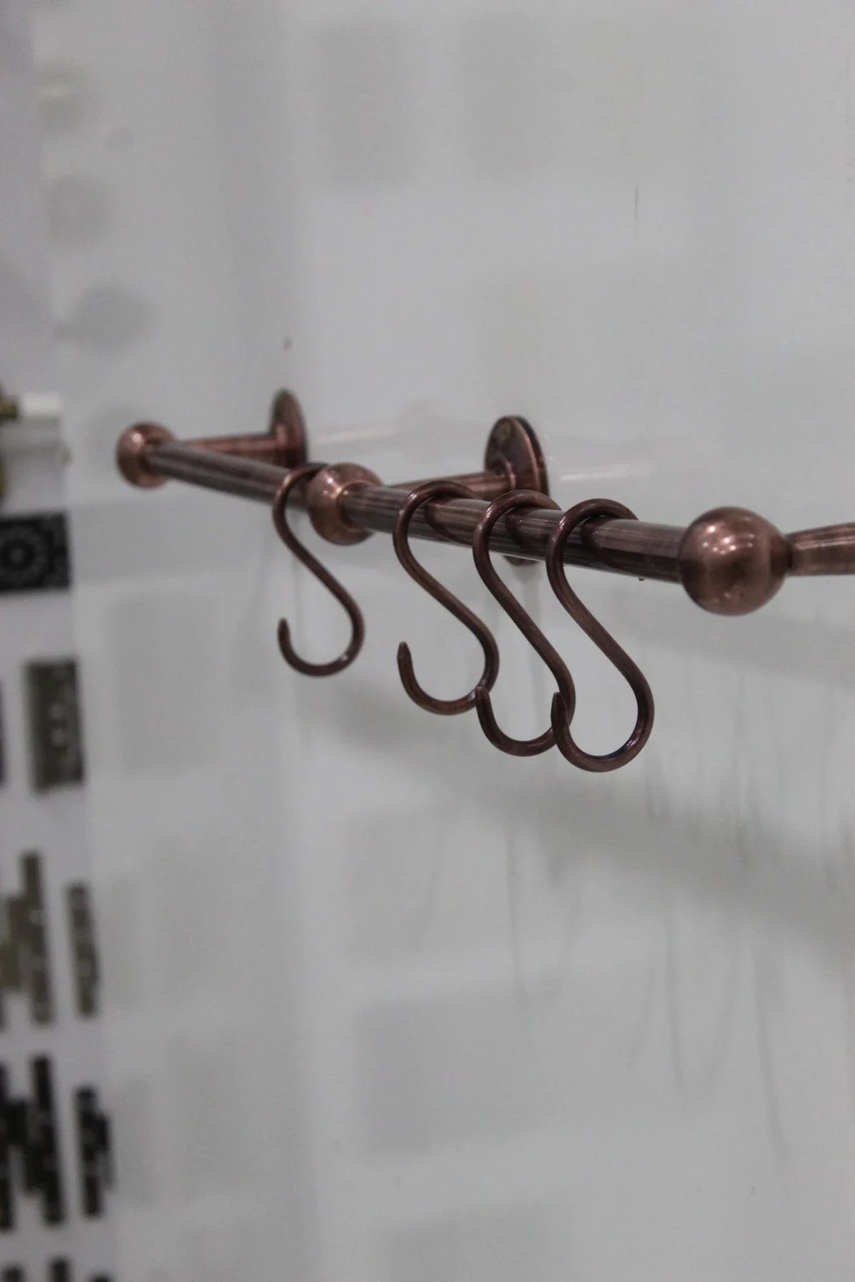 Handmade Vintage Copper Pot Rack, Rustic Wall Mount Kitchen Organizer - handcrafted luxury Hardware and Drains for kitchen and bathroom interiors by Brooklyn Brass