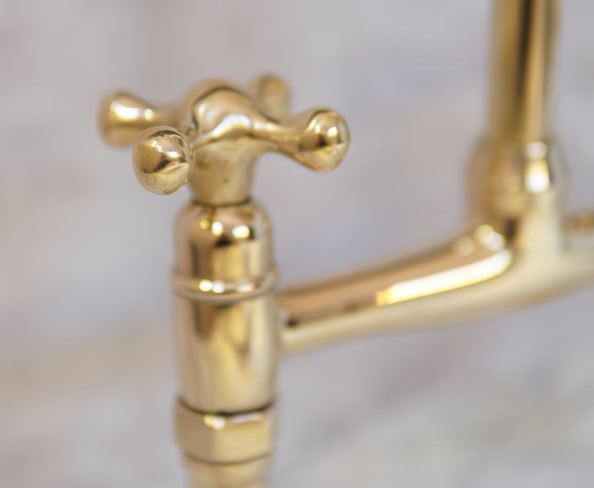 Brass Bridge Kitchen Faucet With Curved Legs - handcrafted luxury Kitchen Faucets for kitchen and bathroom interiors by Brooklyn Brass