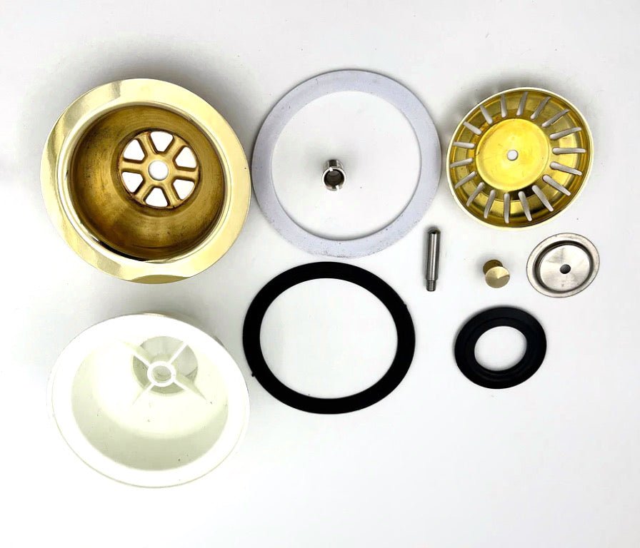 Brass Kitchen Sink Drain, Strainer Basket With Stopper - handcrafted luxury Hardware and Drains for kitchen and bathroom interiors by Brooklyn Brass