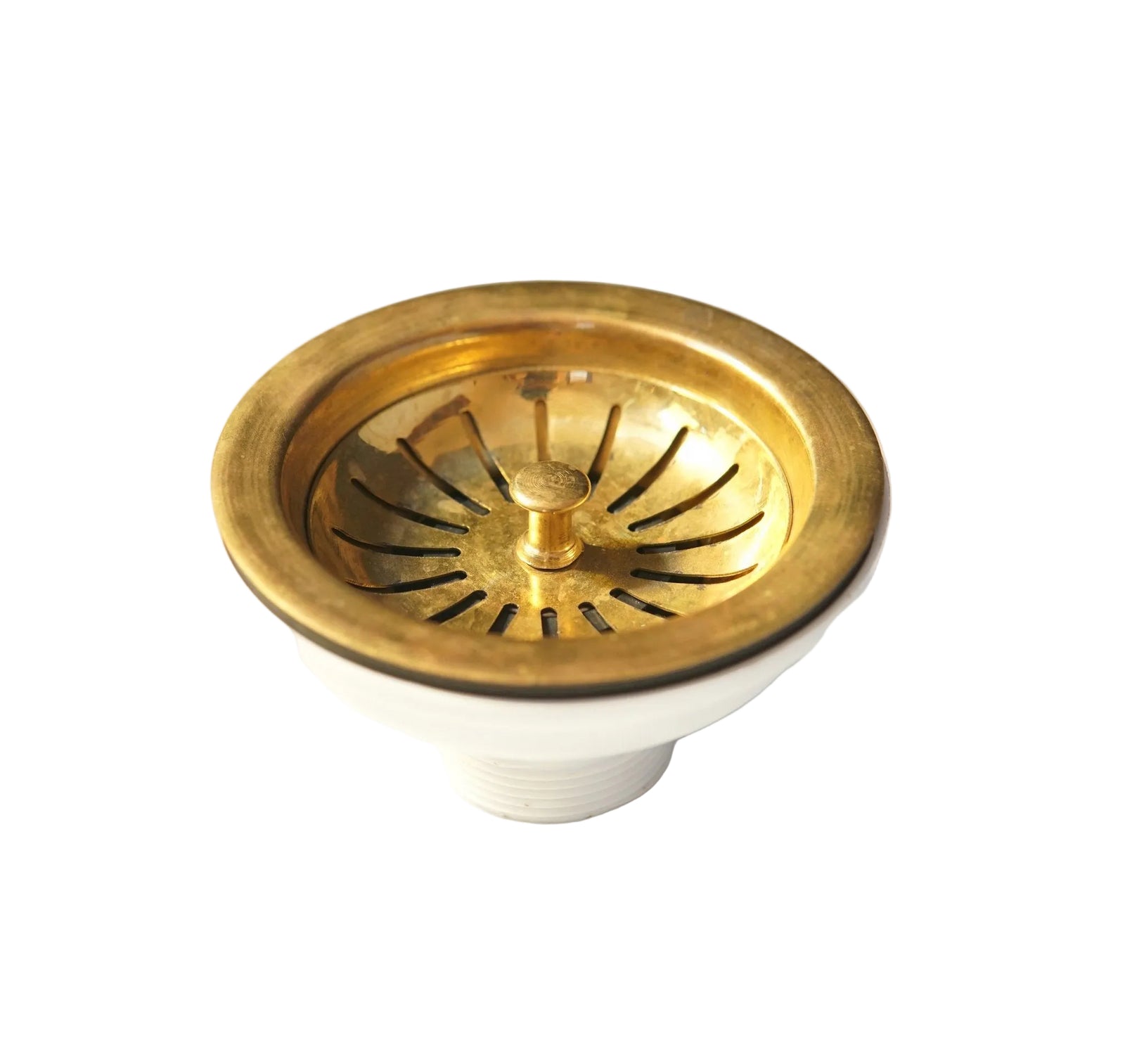Brass Kitchen Sink Drain, Strainer Basket With Stopper - handcrafted luxury Hardware and Drains for kitchen and bathroom interiors by Brooklyn Brass