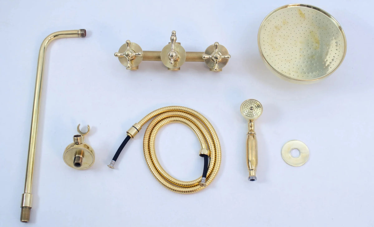 Brass Shower Fixtures - Dual Shower Head - handcrafted luxury Shower Systems for kitchen and bathroom interiors by Brooklyn Brass