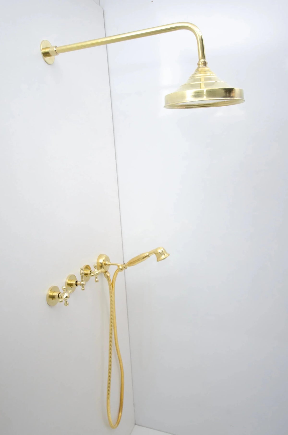 Brass Shower Fixtures - Dual Shower Head - handcrafted luxury Shower Systems for kitchen and bathroom interiors by Brooklyn Brass