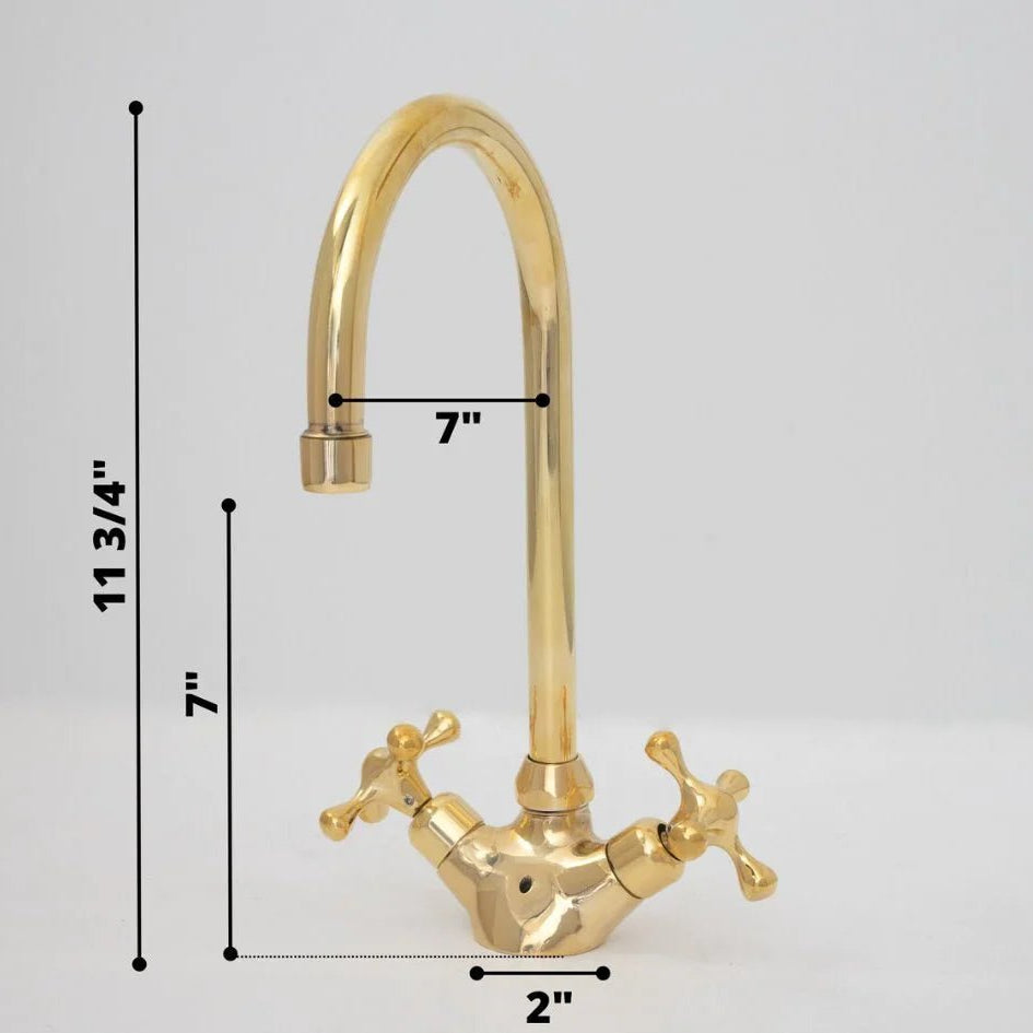 Brass Single Hole Bathroom Faucet, Antique Brass Gooseneck Bathroom Faucet - handcrafted luxury Bathroom Faucets for kitchen and bathroom interiors by Brooklyn Brass