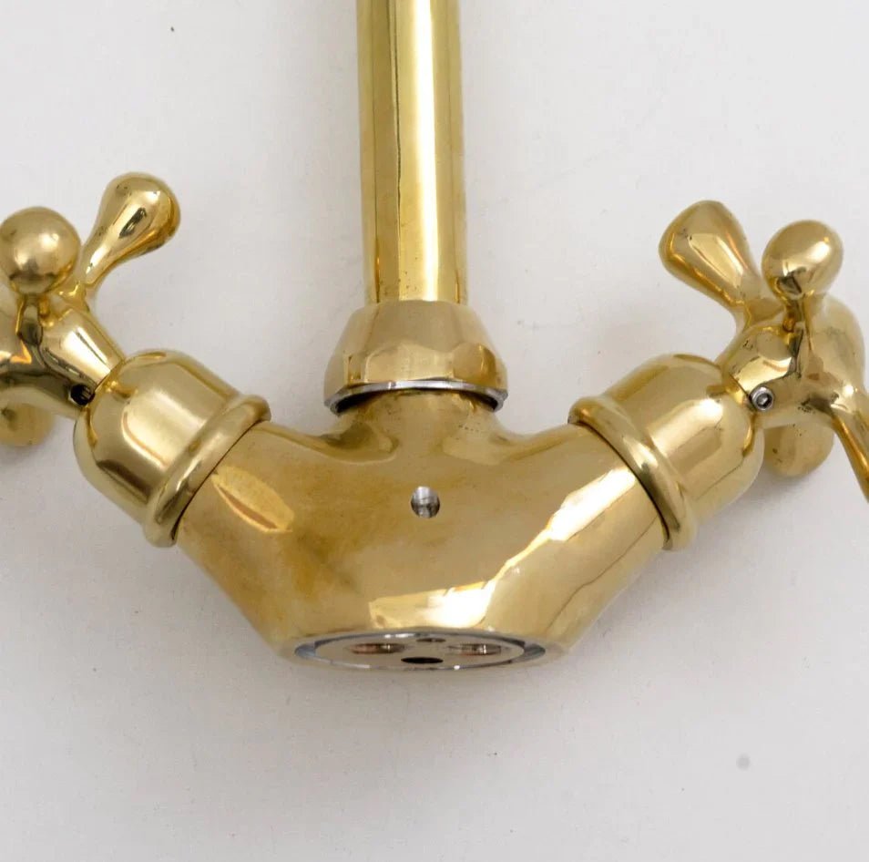 Brass Single Hole Bathroom Faucet, Antique Brass Gooseneck Bathroom Faucet - handcrafted luxury Bathroom Faucets for kitchen and bathroom interiors by Brooklyn Brass
