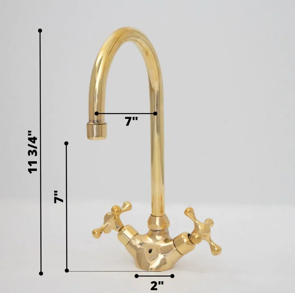 Brass Single Hole Bathroom Faucet, Antique Brass Gooseneck Bathroom Faucet - handcrafted luxury Bathroom Faucets for kitchen and bathroom interiors by Brooklyn Brass