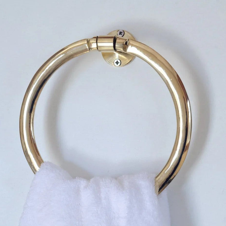Brass Towel Holder For Bathroom - handcrafted luxury Hardware and Drains for kitchen and bathroom interiors by Brooklyn Brass