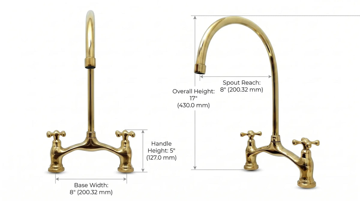 Brass V - Style Bridge Kitchen Faucet, Arched Brass Tap - handcrafted luxury Kitchen Faucets for kitchen and bathroom interiors by Brooklyn Brass