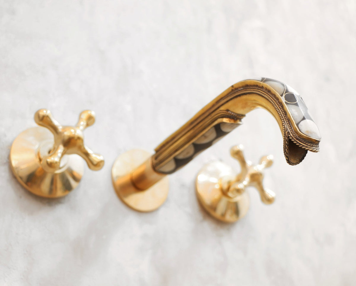 Brass Wall Mounted Faucet for Bathroom - handcrafted luxury Bathroom Faucets for kitchen and bathroom interiors by Brooklyn Brass