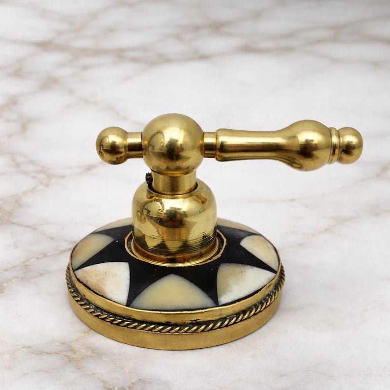 Brass & Wood Widespread 3 Holes Bathroom Faucet - Brass Bath Tap - handcrafted luxury Bathroom Faucets for kitchen and bathroom interiors by Brooklyn Brass