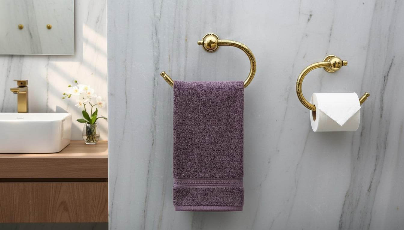 Brushed Gold Solid Brass Towel Ring – Handmade U - Shaped Bathroom Holder - handcrafted luxury for kitchen and bathroom interiors by Brooklyn Brass