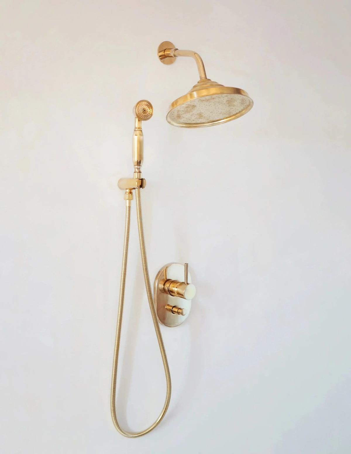 Built in Brass Shower System, Antique Brass Shower Fixtures - handcrafted luxury Showers for kitchen and bathroom interiors by Brooklyn Brass