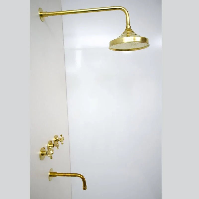 Built in Solid Brass Shower 2 outlet - Concealed Brass Shower Set with Tub filler - handcrafted luxury Shower Systems for kitchen and bathroom interiors by Brooklyn Brass