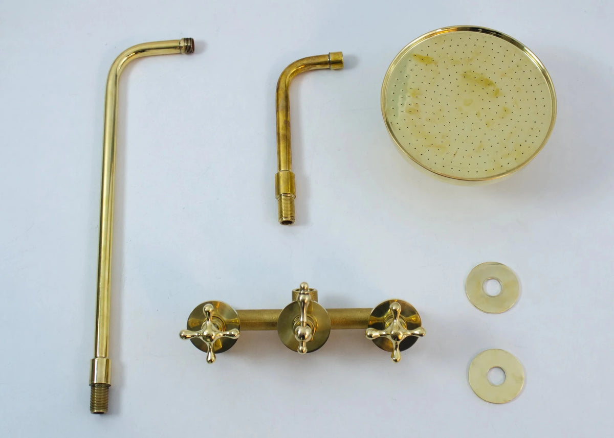 Built in Solid Brass Shower 2 outlet - Concealed Brass Shower Set with Tub filler - handcrafted luxury Shower Systems for kitchen and bathroom interiors by Brooklyn Brass