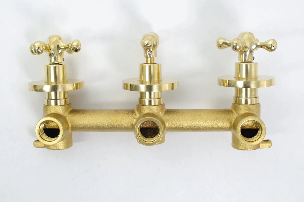 Built in Solid Brass Shower 2 outlet - Concealed Brass Shower Set with Tub filler - handcrafted luxury Shower Systems for kitchen and bathroom interiors by Brooklyn Brass