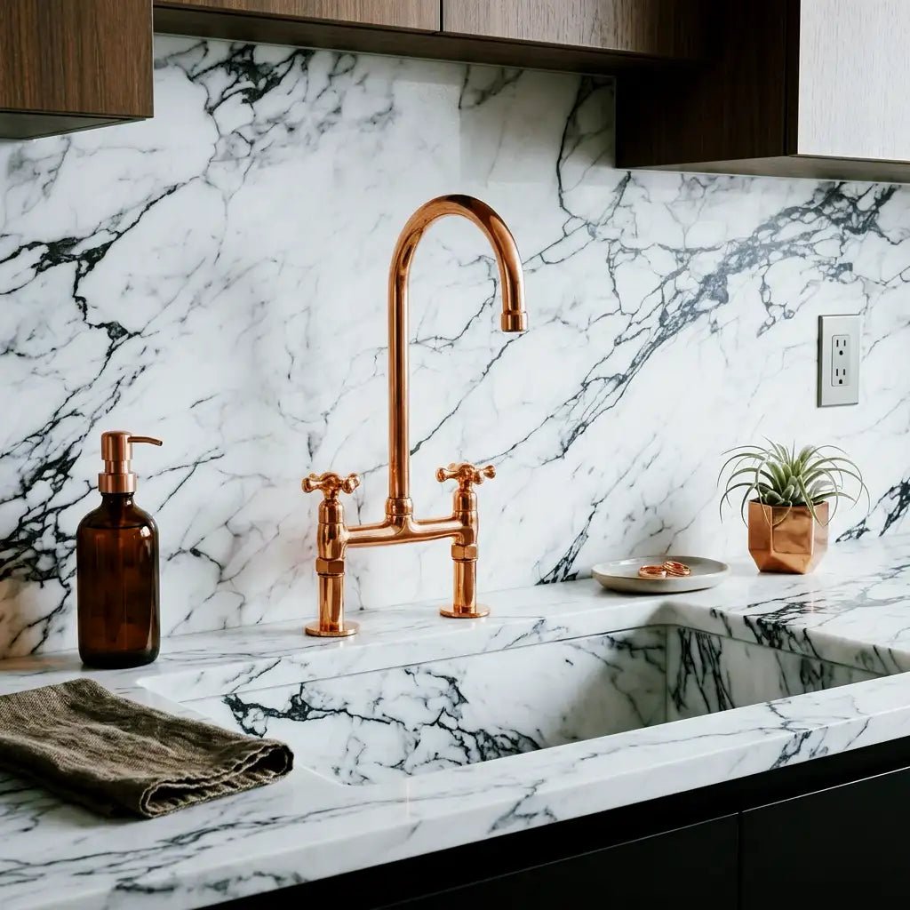 Copper Bridge Faucet, Vintage Kitchen Sink Faucet, Copper Tap - handcrafted luxury Kitchen Faucets for kitchen and bathroom interiors by Brooklyn Brass