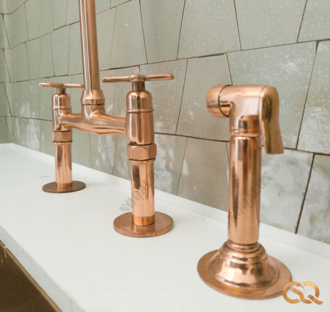 Copper Bridge Faucet, Vintage Kitchen Sink Faucet, Copper Tap - handcrafted luxury Kitchen Faucets for kitchen and bathroom interiors by Brooklyn Brass