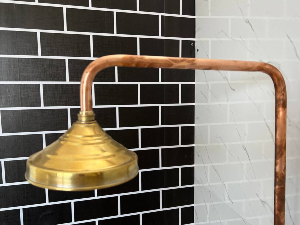 Copper Outdoor Shower ,Exposed Wall Mounted Copper Shower System ,Industrial design Shower - handcrafted luxury Shower Systems for kitchen and bathroom interiors by Brooklyn Brass