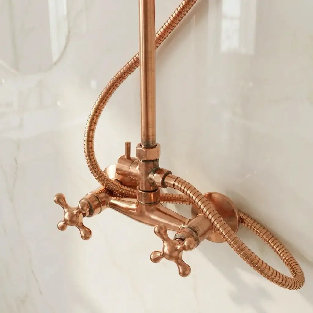Copper Outdoor Shower System - Solid Copper Wall Mounted - handcrafted luxury Shower Systems for kitchen and bathroom interiors by Brooklyn Brass