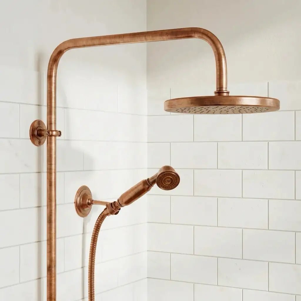 Copper Outdoor Shower System - Solid Copper Wall Mounted - handcrafted luxury Shower Systems for kitchen and bathroom interiors by Brooklyn Brass