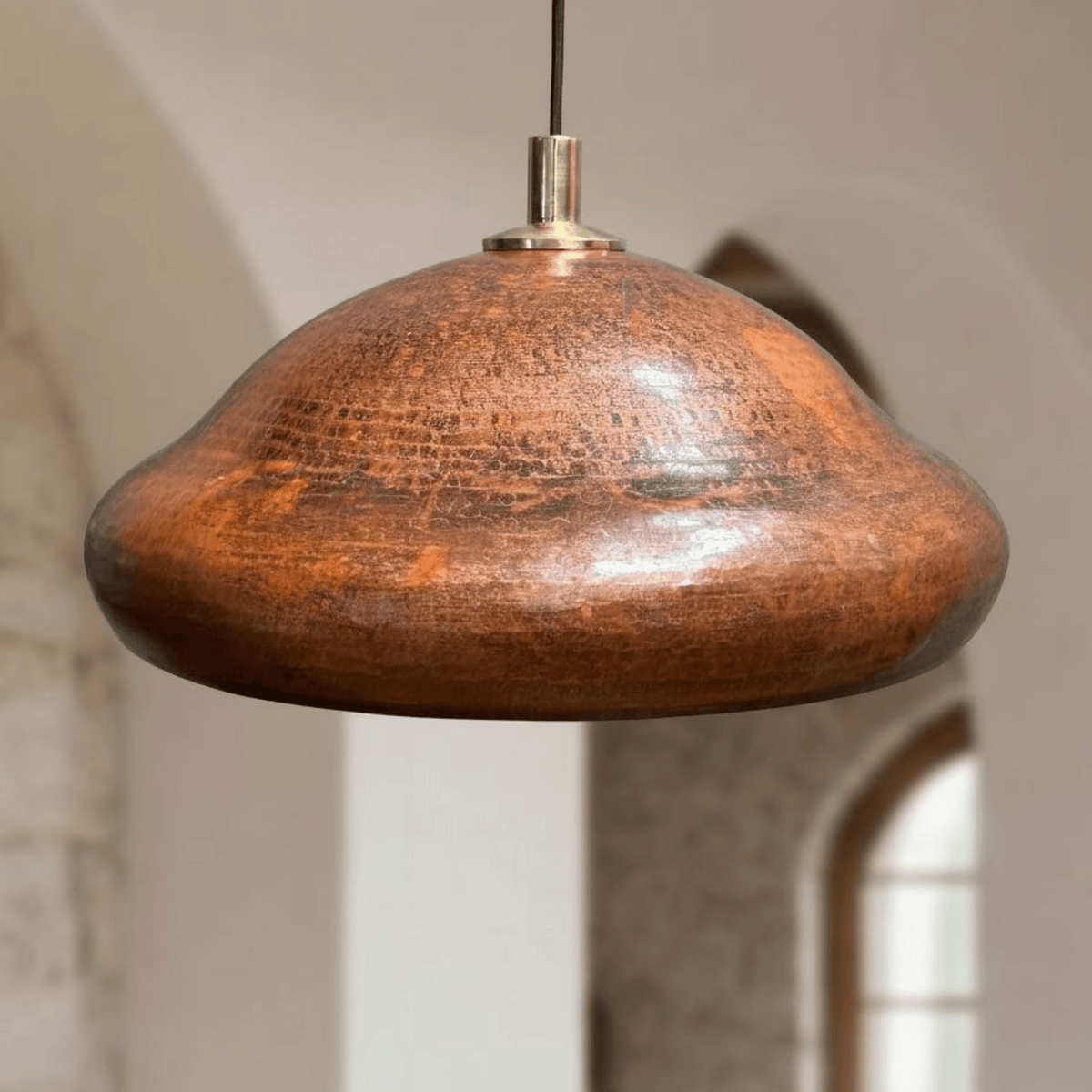 Copper Pendant Light – Rustic Dome Ceiling Fixture for Kitchen Island
