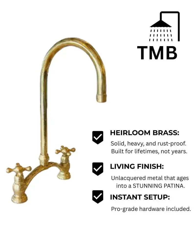 Elephant Trunk Spout Brass Kitchen Faucet - handcrafted luxury Kitchen Faucets for kitchen and bathroom interiors by Brooklyn Brass
