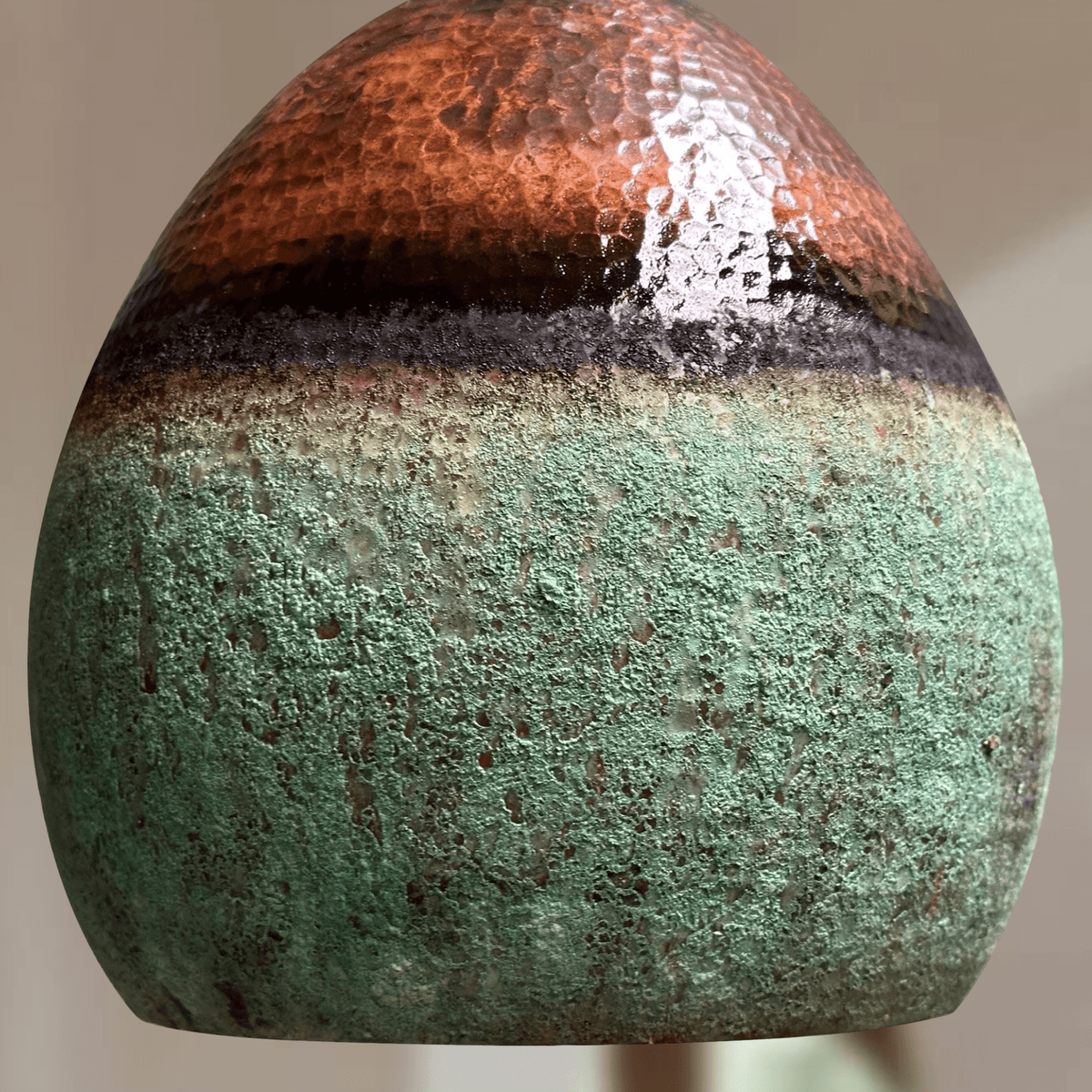 Green Patina Copper Pendant – Oval Cutout Ceiling Light for Rustic Decor - handcrafted luxury for kitchen and bathroom interiors by Brooklyn Brass