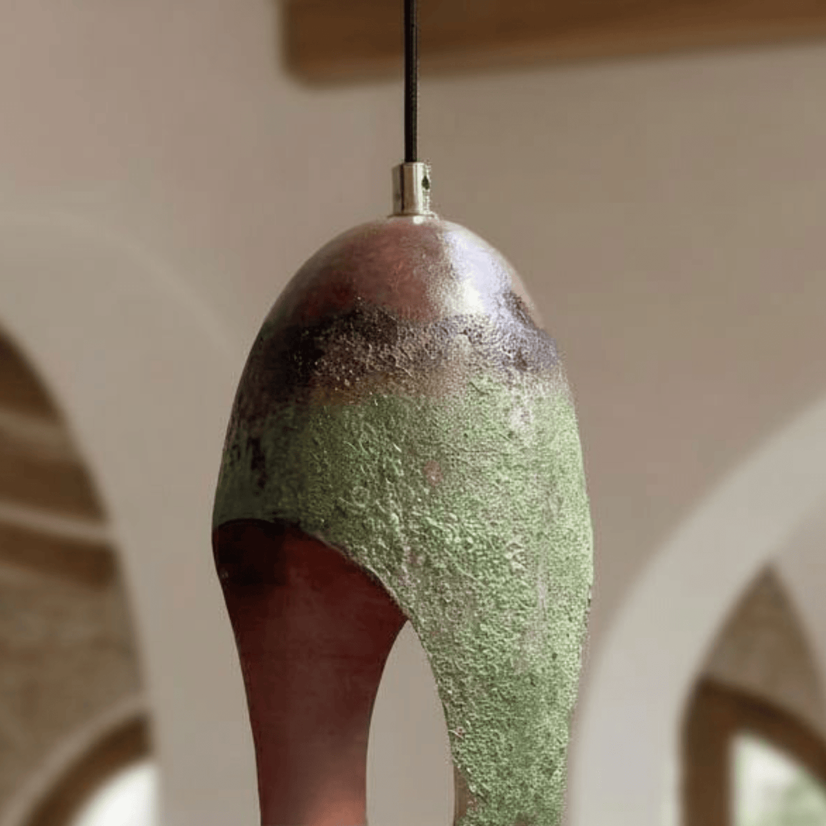 Green Patina Copper Pendant – Oval Cutout Ceiling Light for Rustic Decor - handcrafted luxury for kitchen and bathroom interiors by Brooklyn Brass