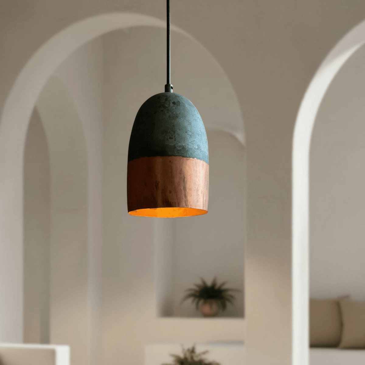 Green Patina Pendant for Vintage Dining or Bar Lighting - handcrafted luxury for kitchen and bathroom interiors by Brooklyn Brass