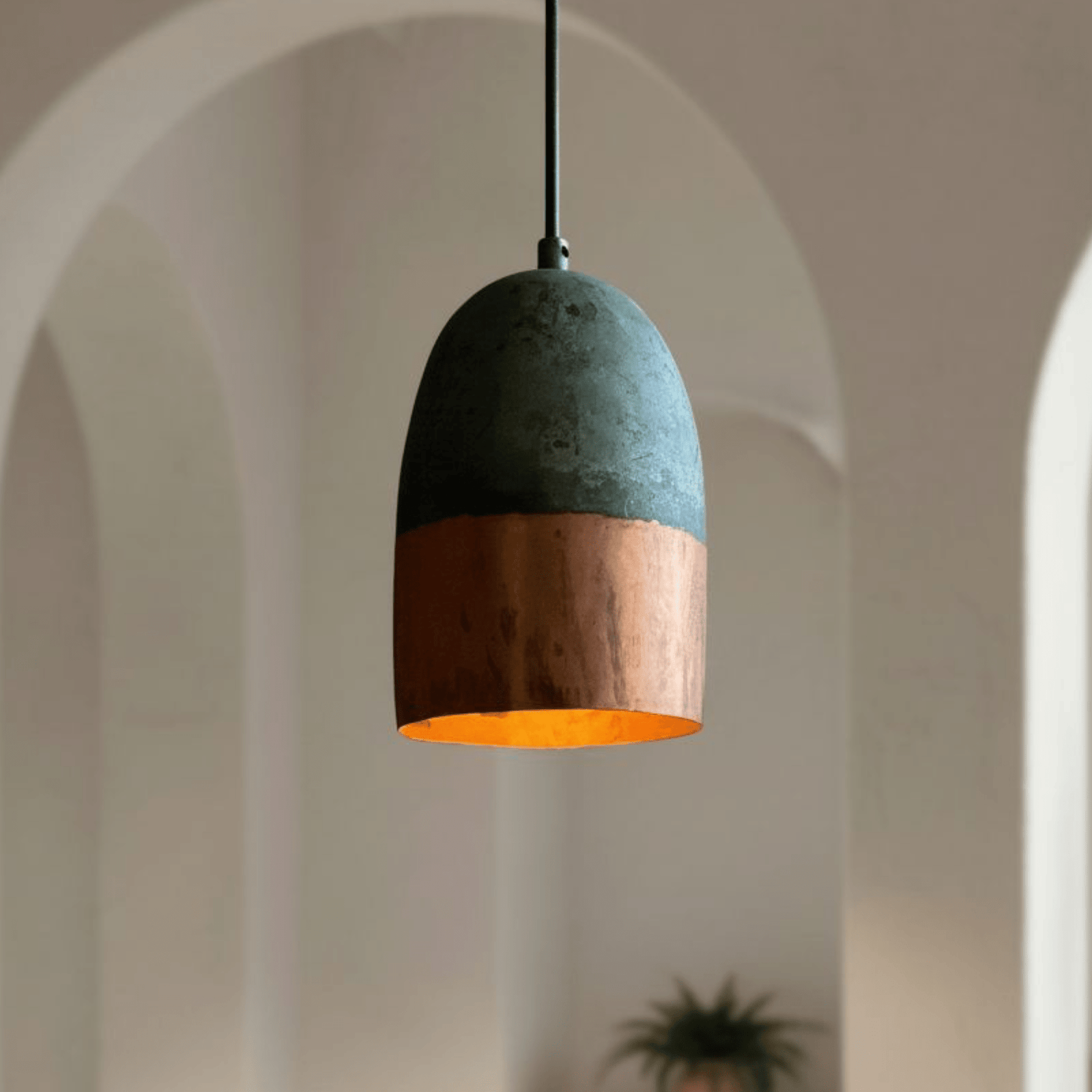 Green Patina Pendant for Vintage Dining or Bar Lighting - handcrafted luxury for kitchen and bathroom interiors by Brooklyn Brass