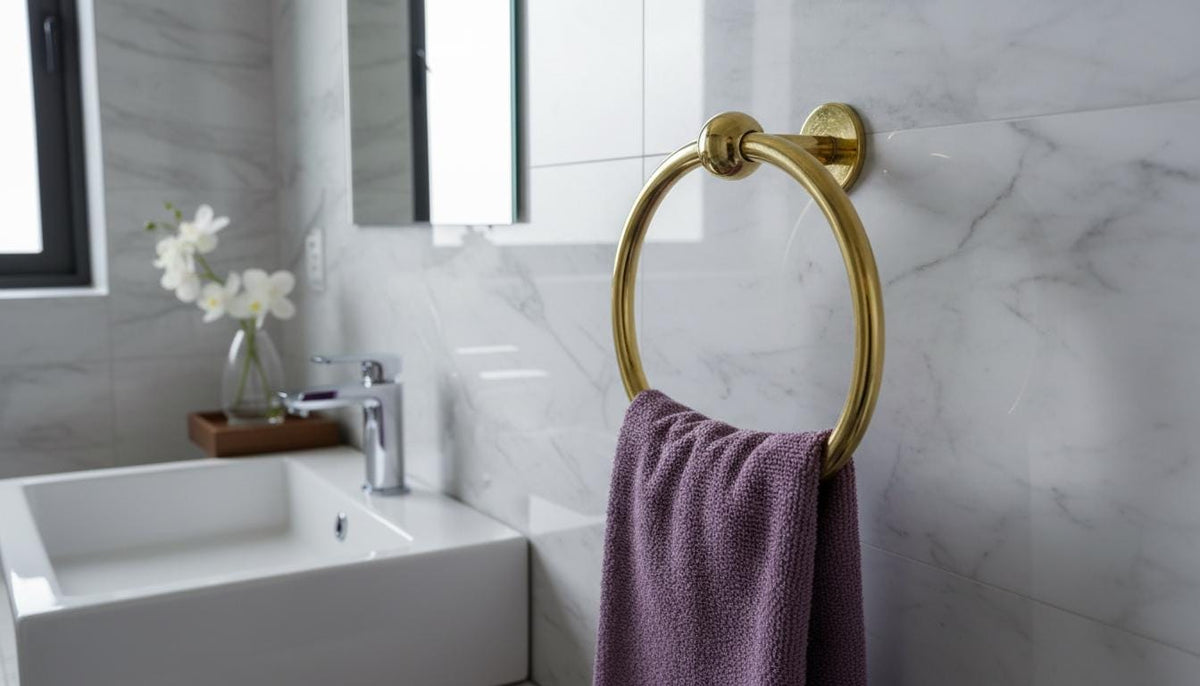 Hammered Braass Toilet Paper Holder Shelf – Wall Mounted Bathroom towels holder’s - handcrafted luxury for kitchen and bathroom interiors by Brooklyn Brass