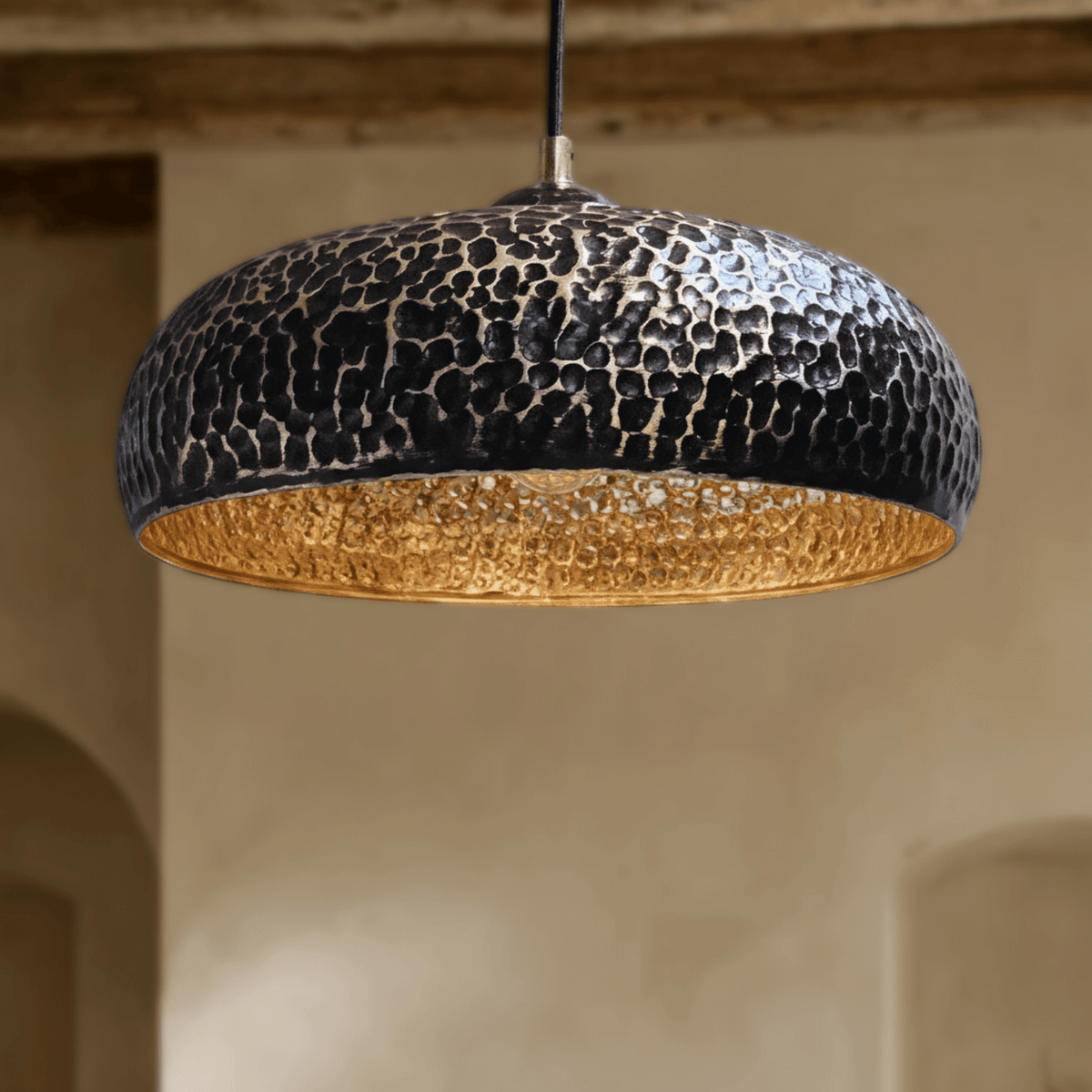 Hammered Brass Pendant Light – Dome Ceiling Fixture for Kitchen & Dining Spaces - handcrafted luxury for kitchen and bathroom interiors by Brooklyn Brass
