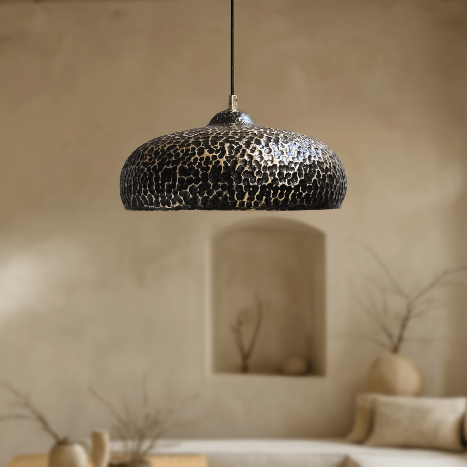 Hammered Brass Pendant Light – Dome Ceiling Fixture for Kitchen & Dining Spaces - handcrafted luxury for kitchen and bathroom interiors by Brooklyn Brass