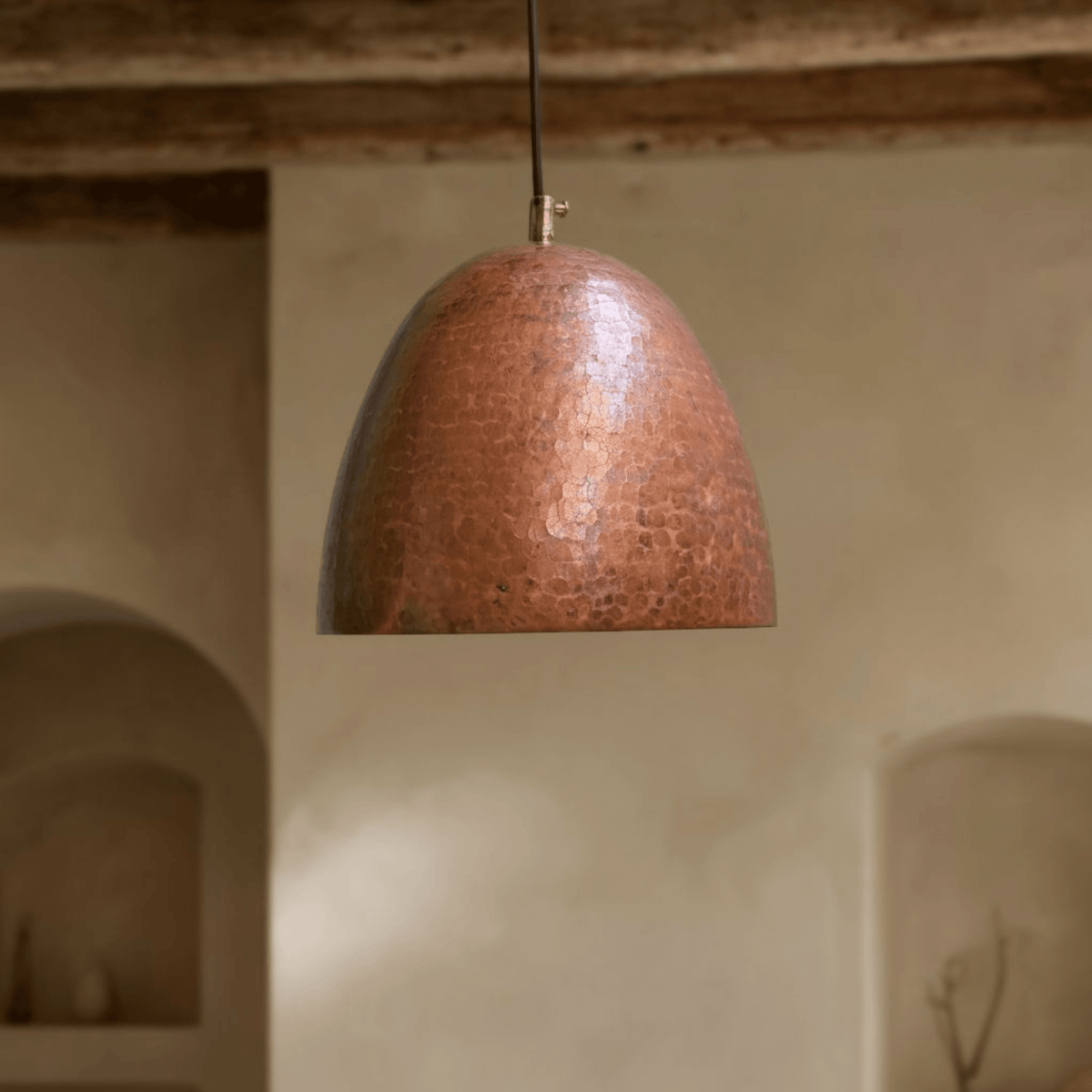 Hammered Copper Dome Pendant Light – Rustic Farmhouse Ceiling Fixture - handcrafted luxury for kitchen and bathroom interiors by Brooklyn Brass